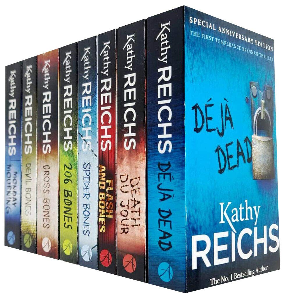 Temperance Brennan Series 8 Books Collection Set by Kathy Reichs - Paperback crime thriller fiction, includes Deja Dead, Death Du Jour, Monday Mourning, Cross Bones, Devil Bones, 206 Bones, Spider Bones and Flash and Bones