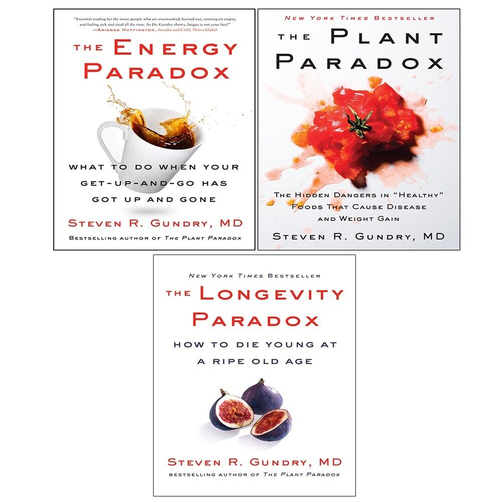 The Plant Paradox 3 Books Collection Set by Dr. Steven R Gundry MD - hardcover health book set including The Longevity Paradox and The Energy Paradox