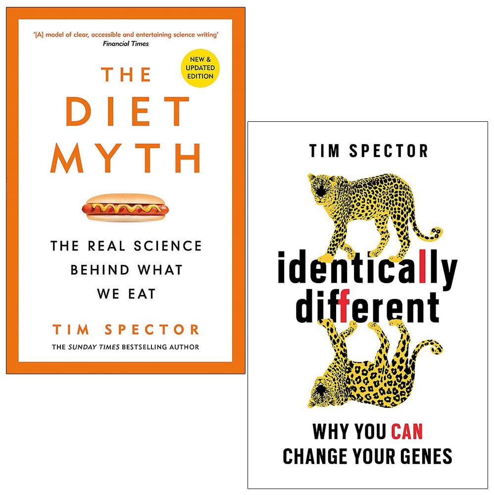 Professor Tim Spector 2 Books Collection Set - The Diet Myth and Identically Different - brand new paperback science books