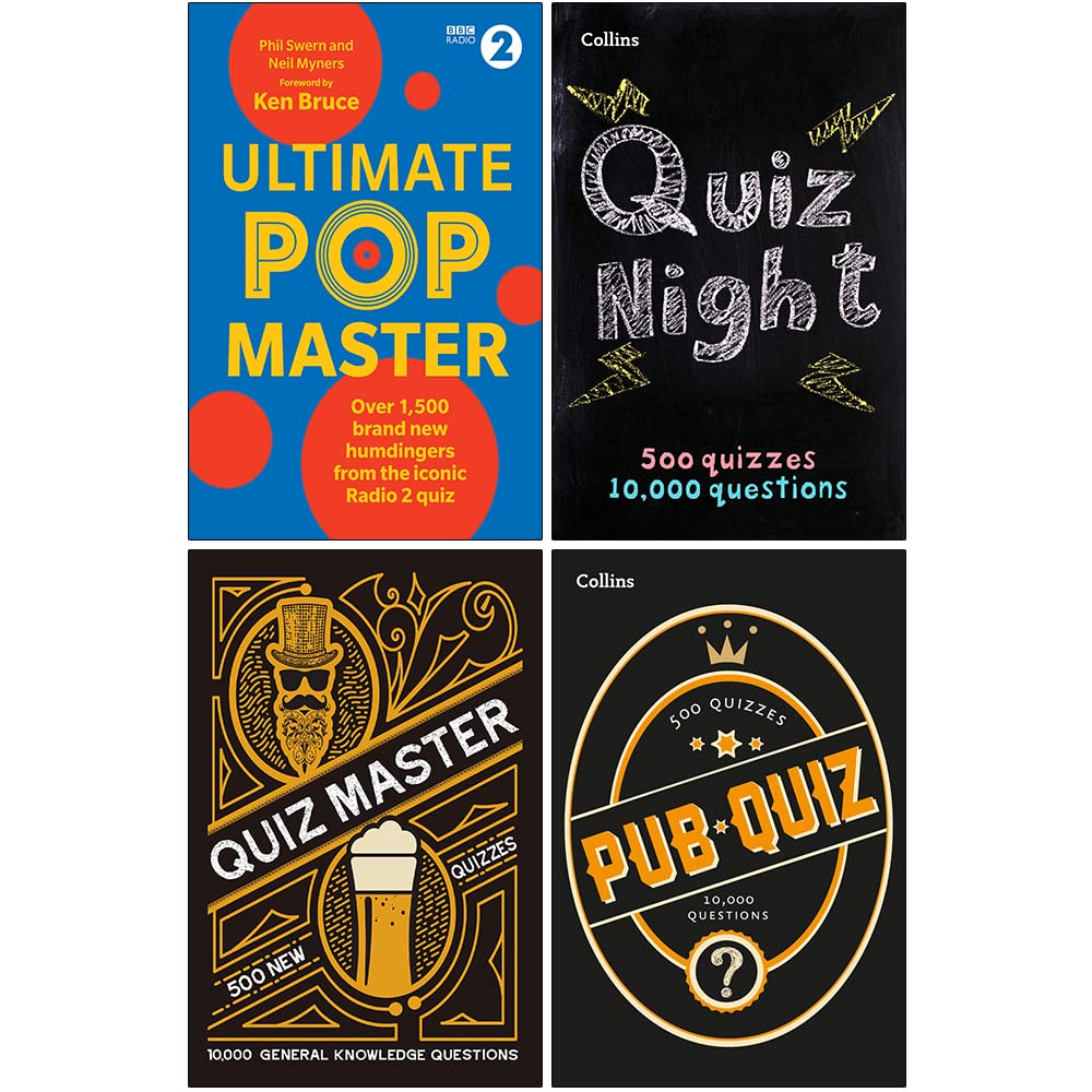 Quiz Puzzles 4 Books Collection Set - Ultimate PopMaster, Collins Quiz Night, Collins Quiz Master & Collins Pub Quiz - Paperback Trivia Books