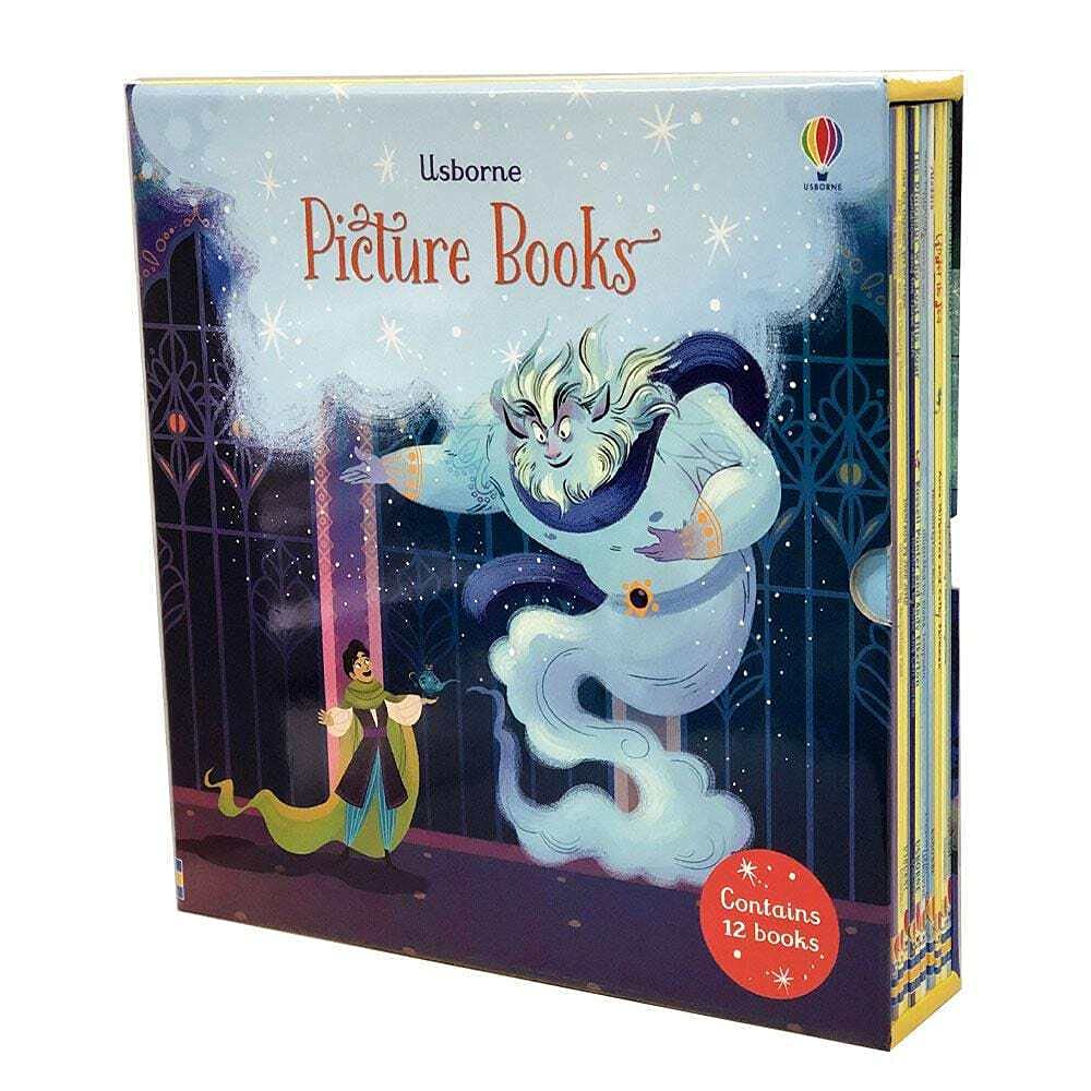 Usborne 12 Classics Picture Books Collection Box Set - Paperback - Ages 5-7 - includes On a Pirate Ship, The Dinosaur, Goldilocks and the Three Bears, Aladdin and more