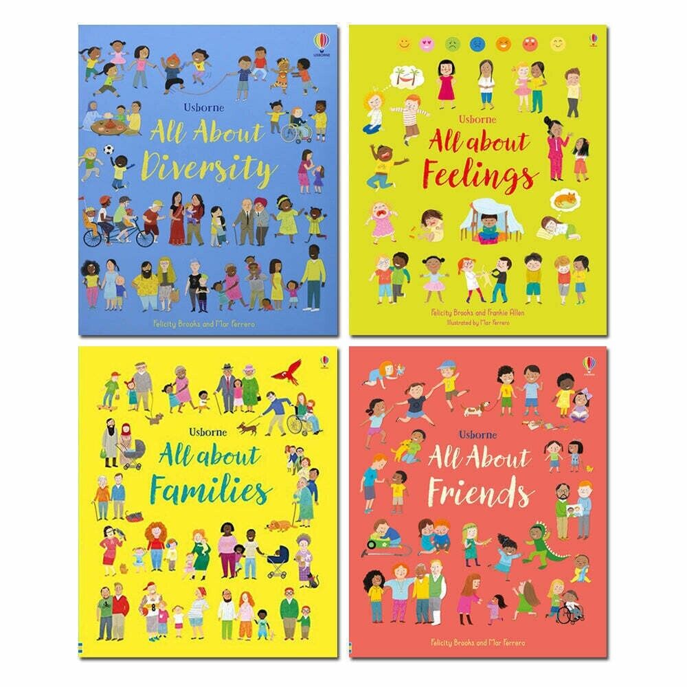 Usborne All About Feelings, Friends and Families My First Books 4 Book Hardback Set by Felicity Brooks, ages 3-8