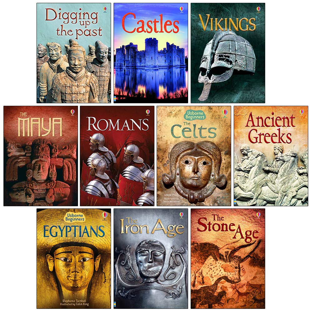 Usborne Beginners History 10 Books Collection Set paperback cover - Castles, Vikings, Romans, Egyptians and more, ages 5-7