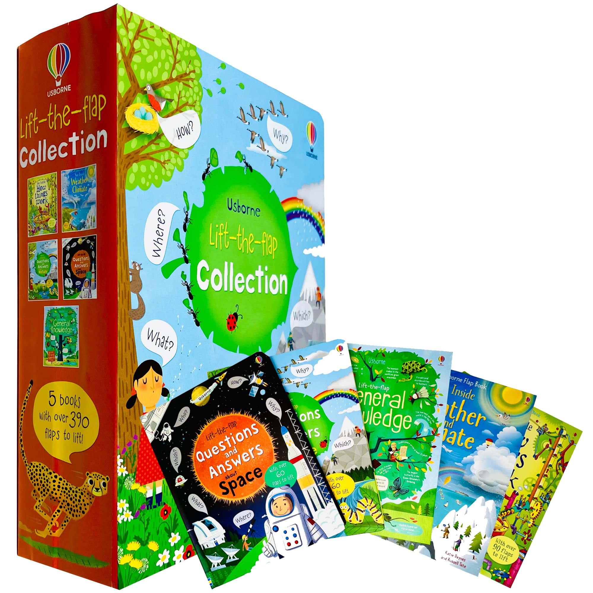 Usborne Lift-the-Flap and See Inside 5 Books Collection Set - hardback flap books covering space, nature, weather and general knowledge for ages 5-7