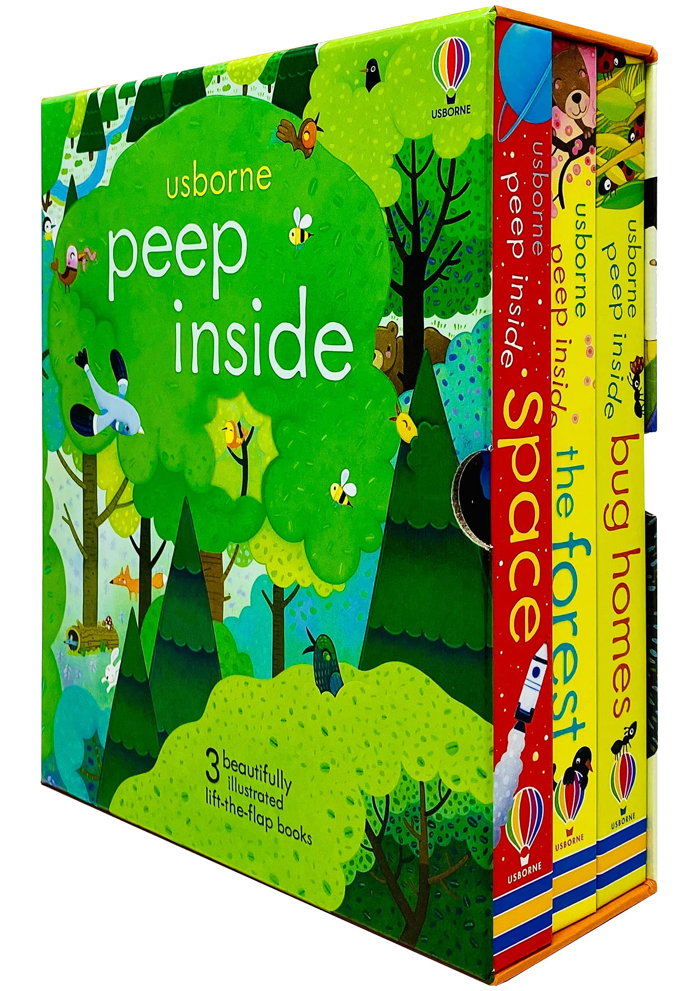 Usborne Peep Inside 3 Books Collection Set by Anna Milbourne - Space, Forest and Bug Homes - lift-the-flap board books for ages 0-5