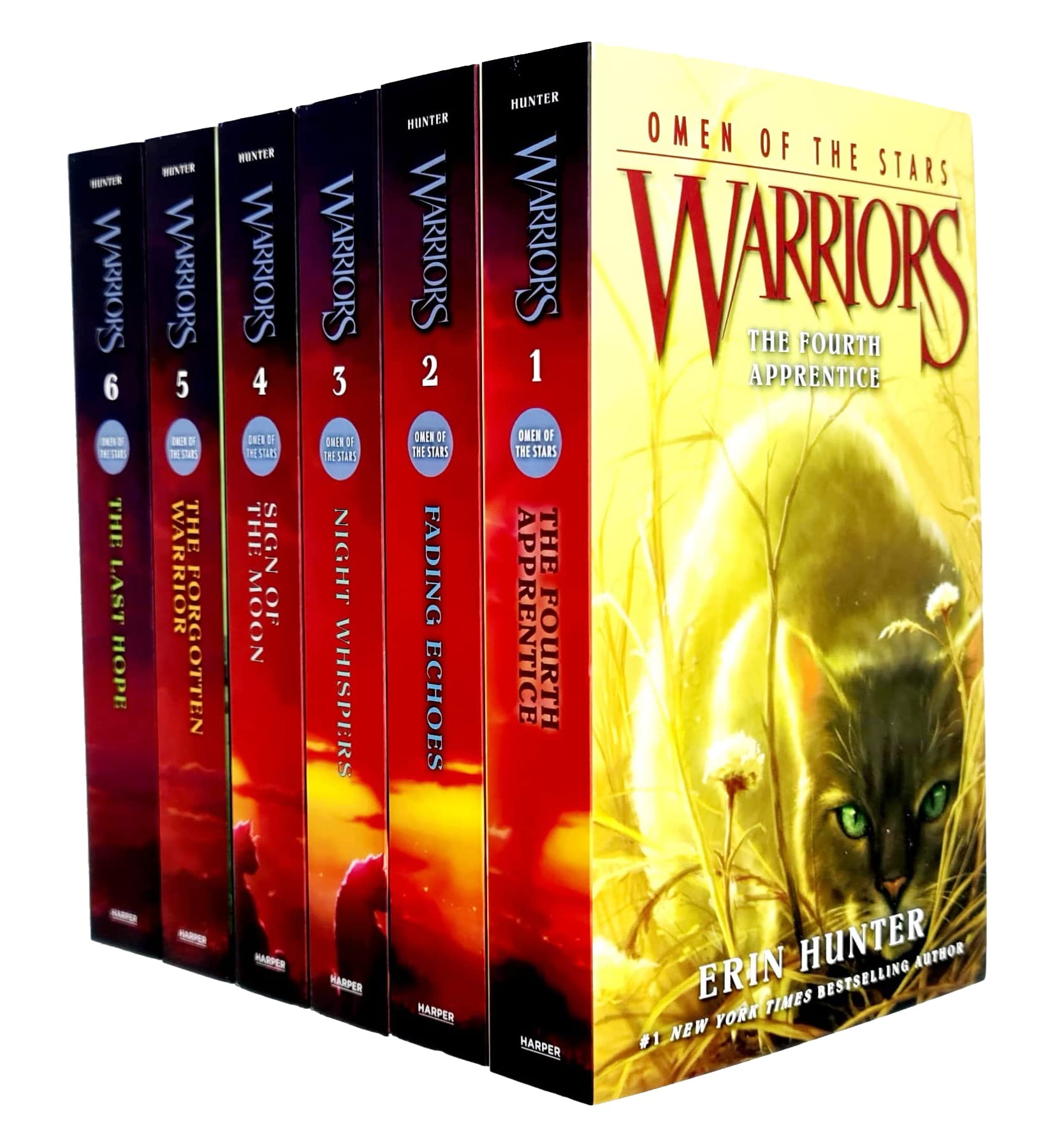 Warrior Cats Series 4 Omen of the Stars Books 1-6 Collection Set by Erin Hunter - Paperback - Ages 8-12