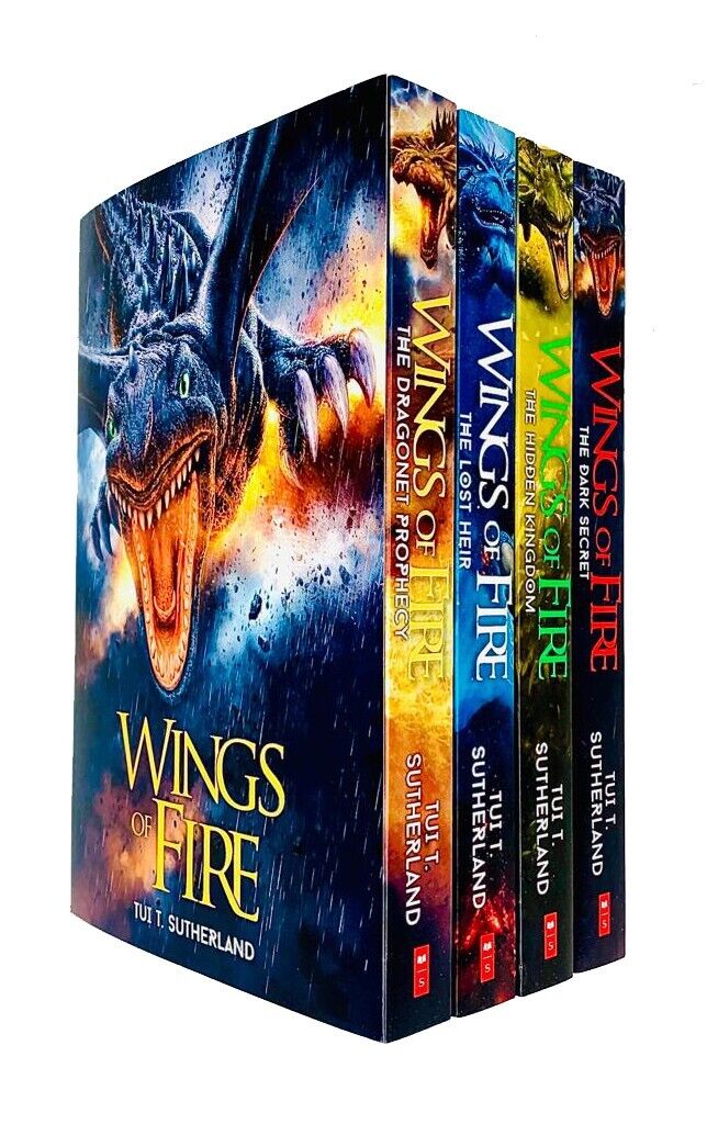 Wings of Fire Books 1-4 Collection Set by Tui T. Sutherland - paperback dragon fantasy set including The Lost Heir and The Dark Secret