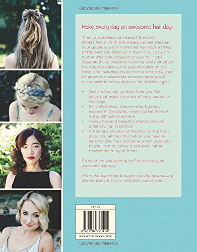 100 Awesome Hair Days by Jenny Strebe - back cover of Flexibound hair styling guide