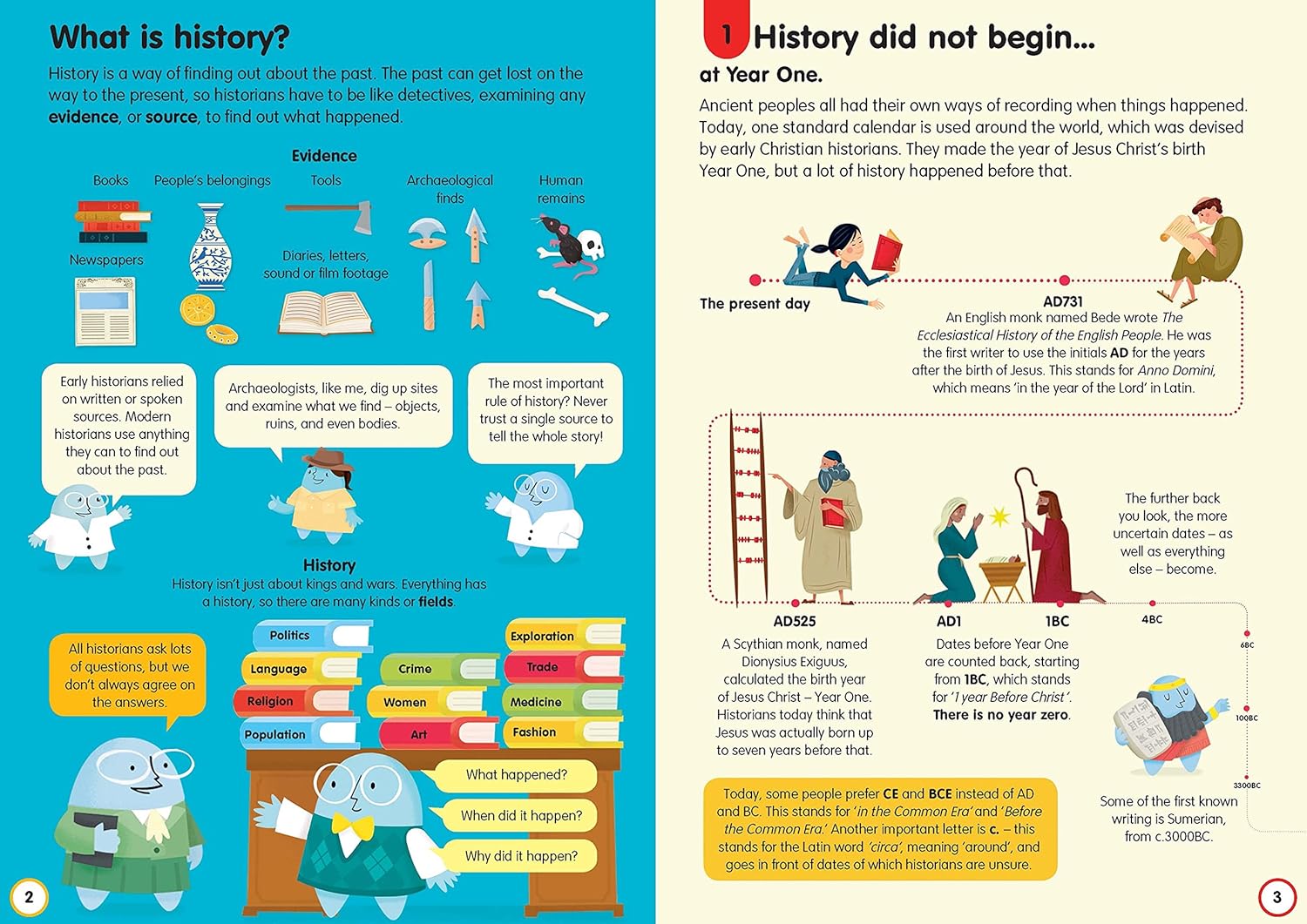 100 Things to Know About History Usborne hardback - inside pages showing infographic-style history illustrations
