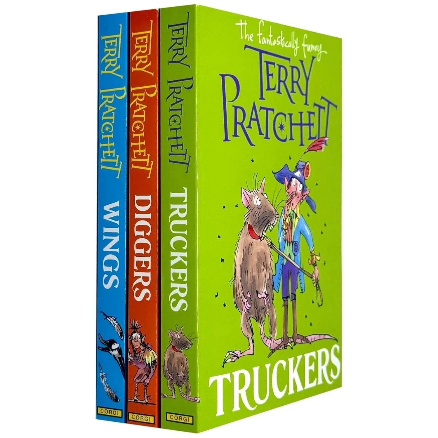 Terry Pratchett The Nomes 3 Book Collection Featuring Truckers Diggers Wings Complete Set - Lets Buy Books