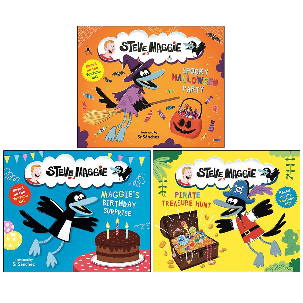 Steve and Maggie 3 Books Collection Set (Spooky Halloween Party, Maggie's Birthday Surprise) - Lets Buy Books
