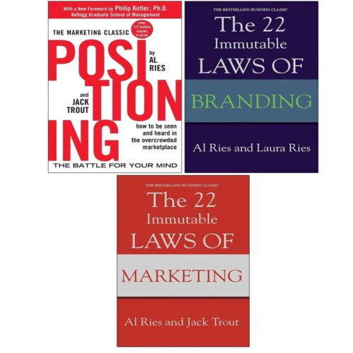 22 Immutable Laws of Branding, 22 Immutable Laws of Marketing and Positioning The Battle for Your Mind 3 book paperback set by Al Ries, Jack Trout and Laura Ries