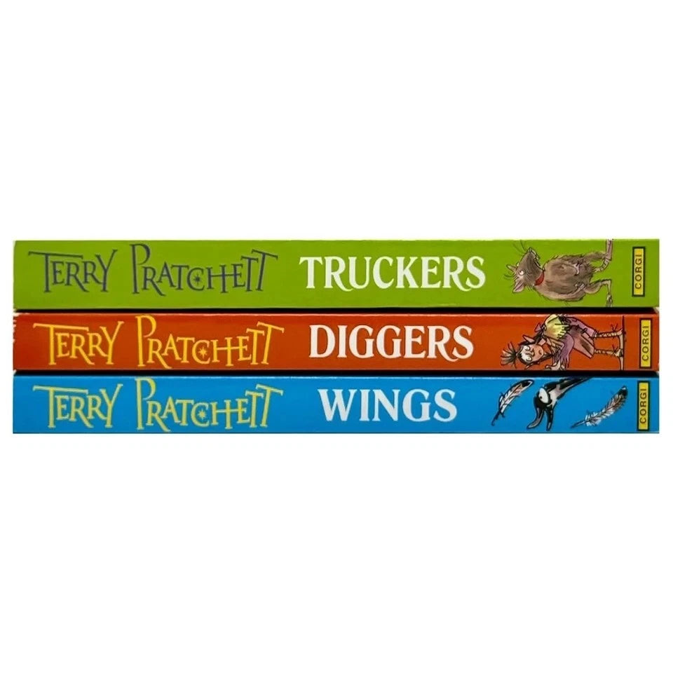 Terry Pratchett The Nomes 3 Book Collection Featuring Truckers Diggers Wings Complete Set - Lets Buy Books