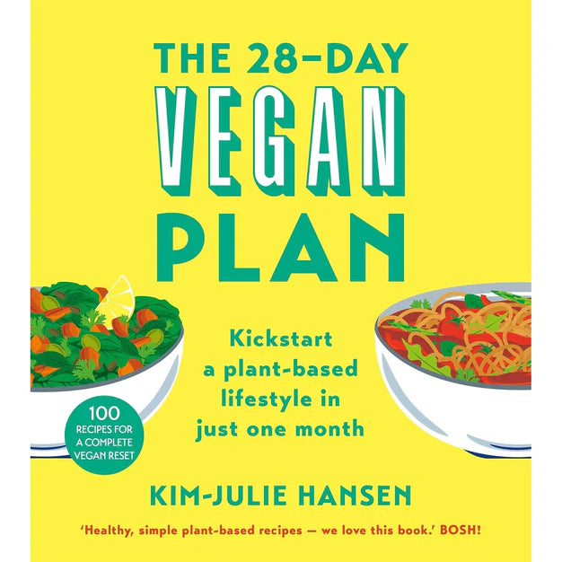 The 28-Day Vegan Plan by Kim-Julie Hansen - Paperback vegan cookbook cover, front view