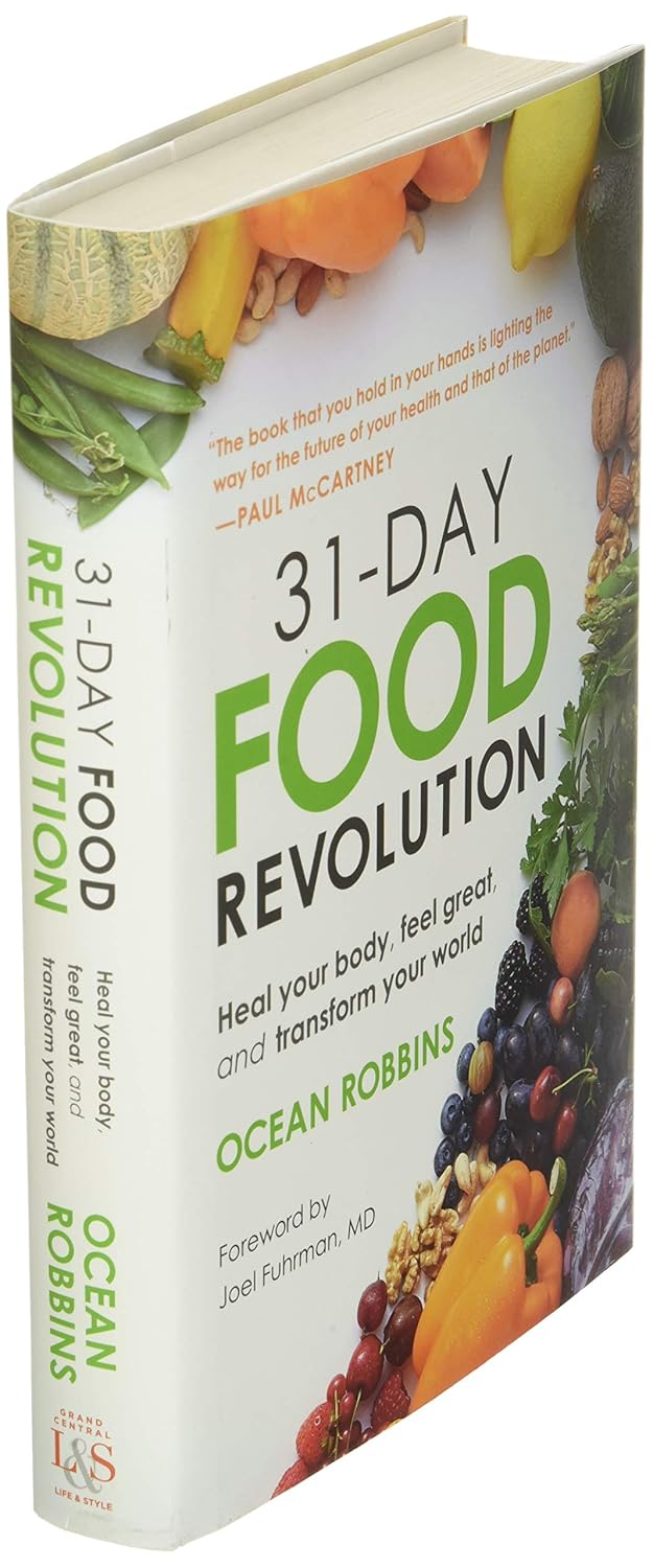 31-Day Food Revolution hardcover back cover - Ocean Robbins nutrition guide