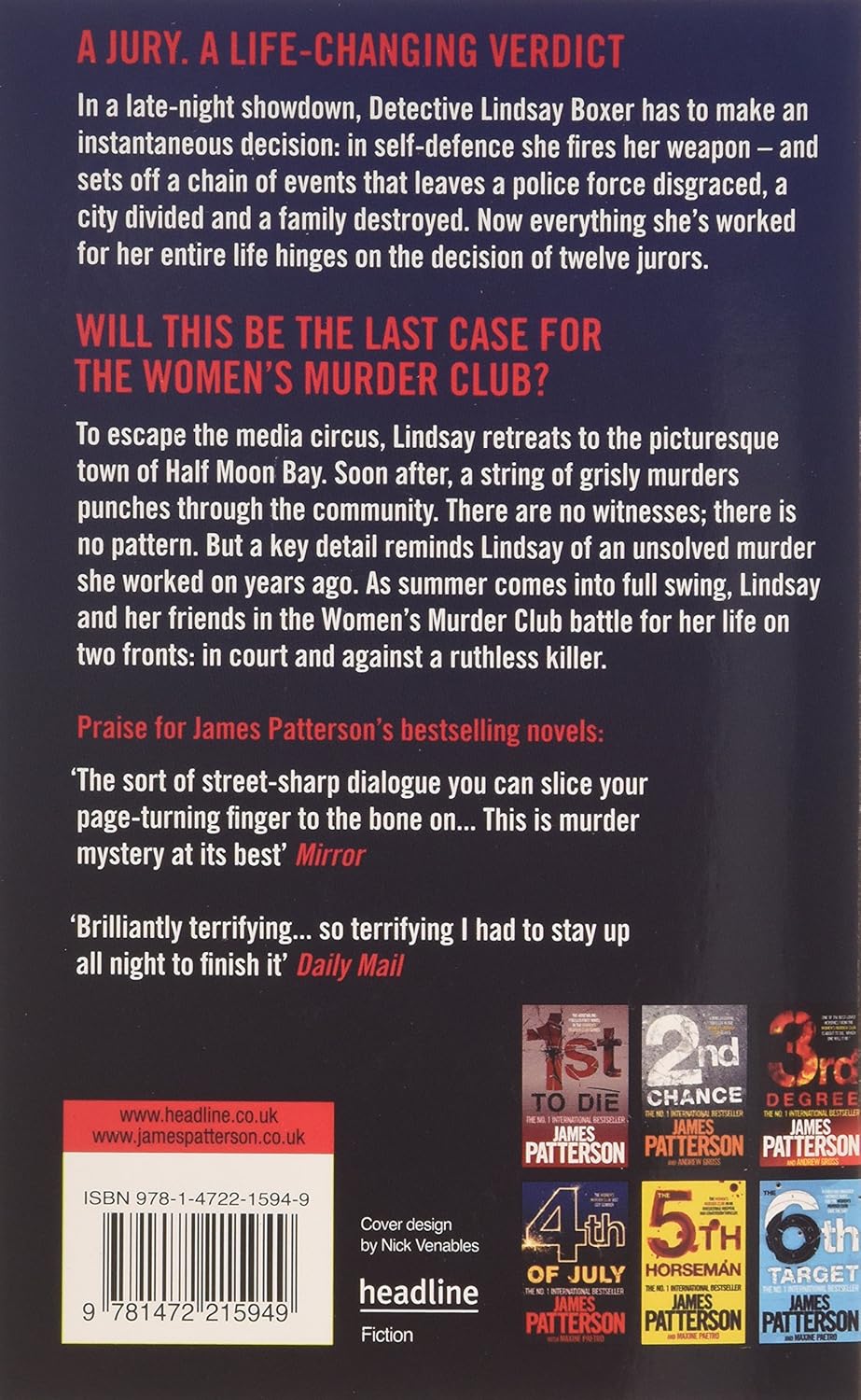 4th of July by James Patterson and Maxine Paetro - Women's Murder Club Book 4 - Paperback back cover