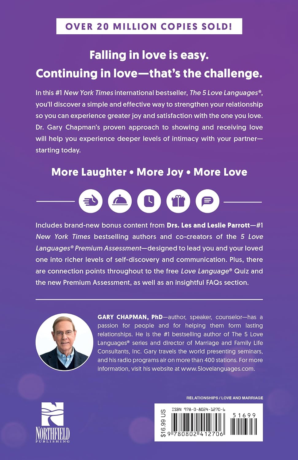 The 5 Love Languages by Gary Chapman - paperback back cover showing book description and details