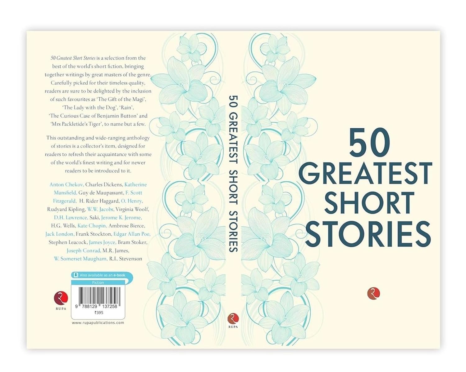 50 Greatest Short Stories paperback book cover, angled view