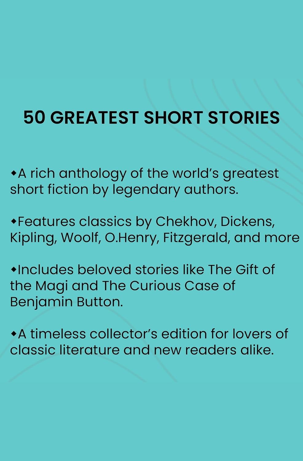 50 Greatest Short Stories - table of contents listing classic authors