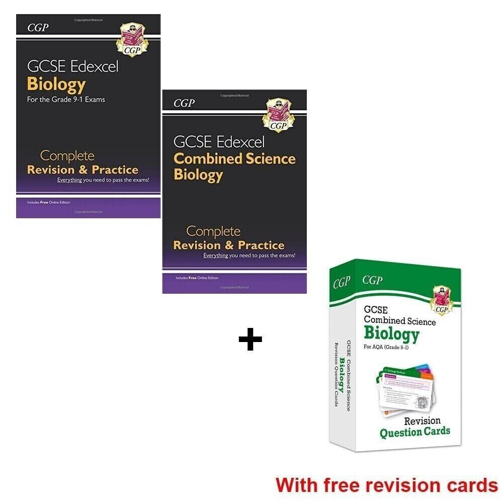 CGP GCSE Edexcel Biology Complete Revision & Practice 2 Books + With Free Cards - Lets Buy Books