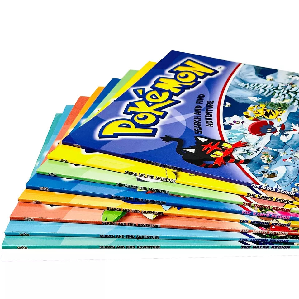 Pokémon Search and Find Adventure 8 Books Collection Set Alola Region, Kanto Region - Lets Buy Books
