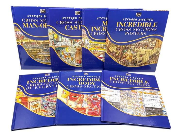 Stephen Biesty’s Incredible Cross-Sections 6-Book Collection Box Set + Poster Book (Cross-Sections Castle) by Stephen Biesty