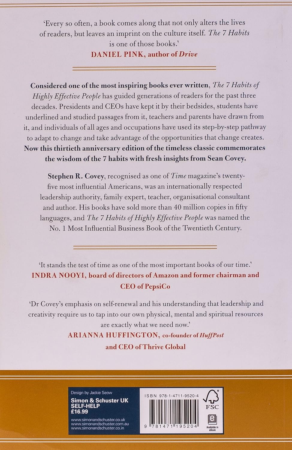 The 7 Habits of Highly Effective People by Stephen R Covey - Paperback Book Cover Detail