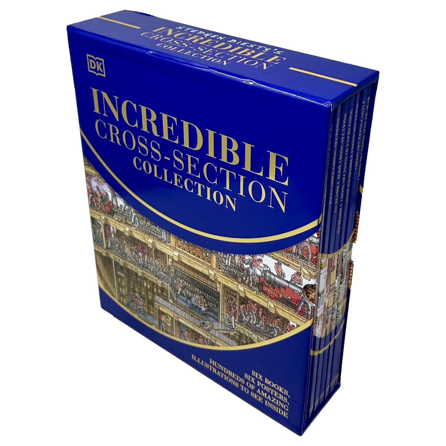 Stephen Biesty’s Incredible Cross-Sections 6-Book Collection Box Set + Poster Book (Cross-Sections Castle) - Lets Buy Books