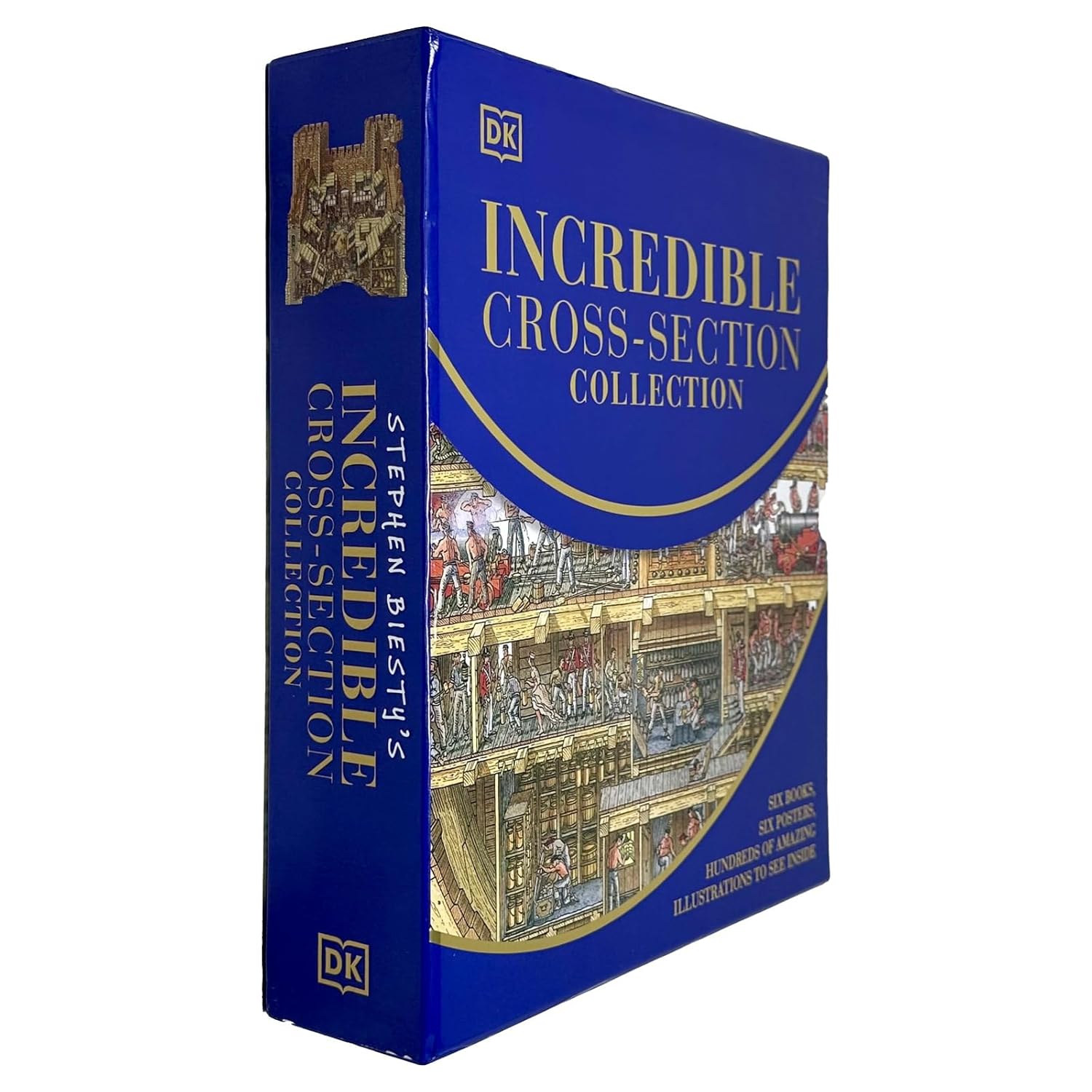 Stephen Biesty’s Incredible Cross-Sections 6-Book Collection Box Set + Poster Book (Cross-Sections Castle) - Lets Buy Books