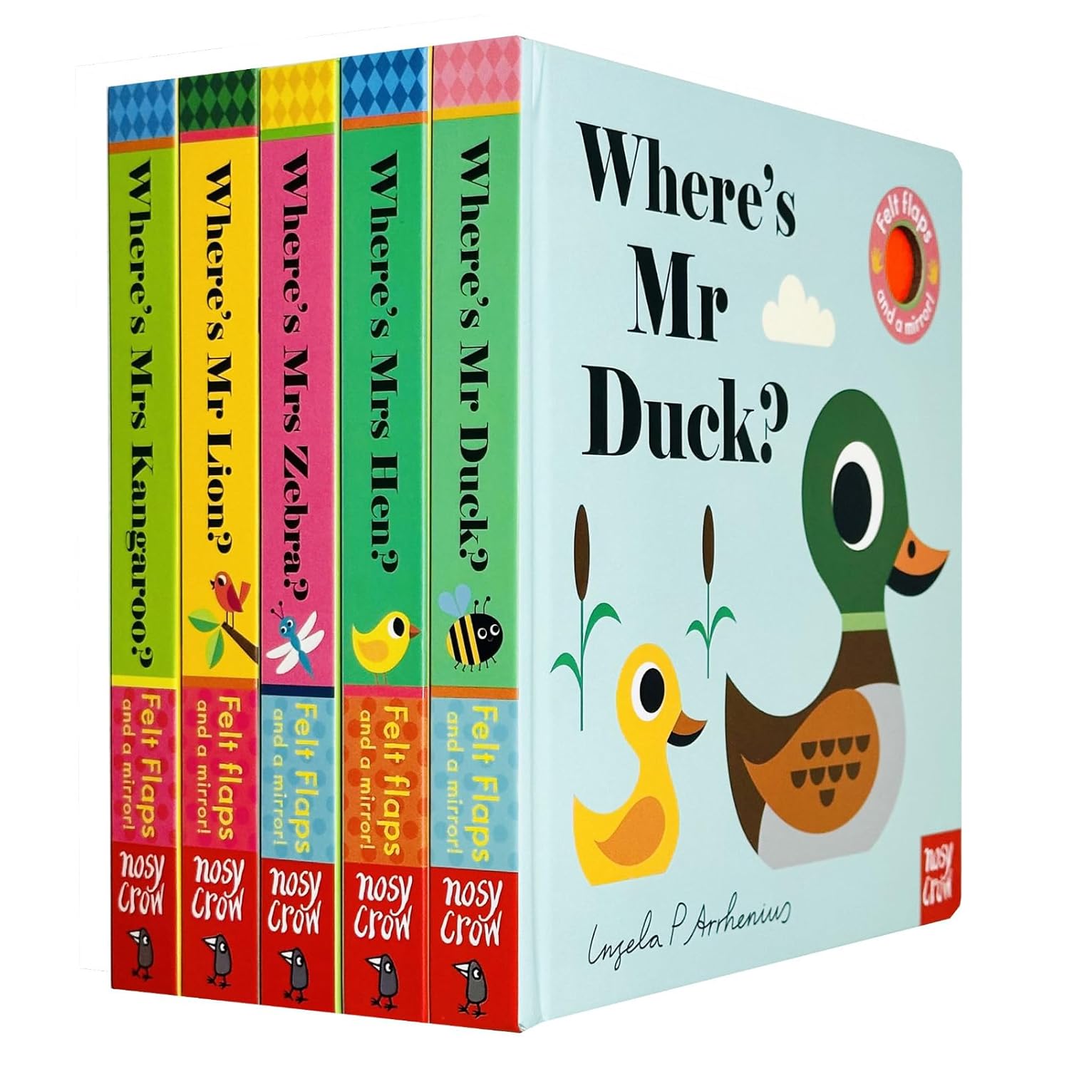 Felt Flaps 5 Books Collection Set by Ingela P Arrhenius (Where's Mrs Kangaroo?, Where's Mrs Hen?, Where's Mr Zebra, Where's Mr Lion? & Where's Mr Duck?) - Lets Buy Books