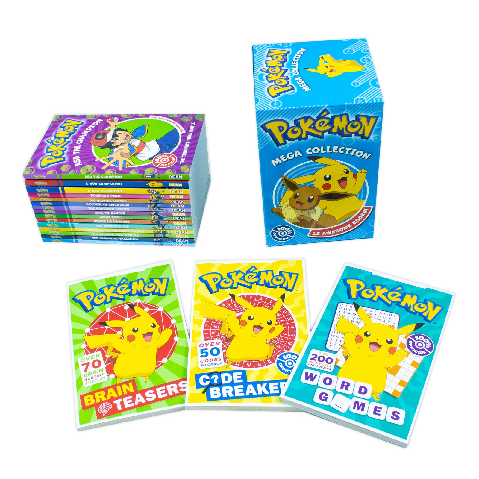Pokemon Mega Collection 18 Books Box Set Code Breakers, Brain Teasers, Ash The Champion - Lets Buy Books
