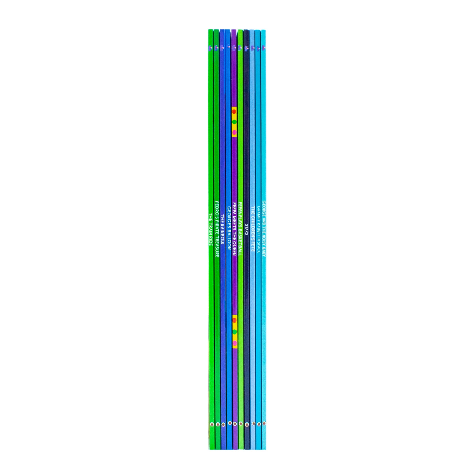 Peppa Pig Yellow Bag 10 Books Collection Set including CD (The Train Ride, Pedro’s Pirate Treasure, George and the Noisy Baby, The Rainbow, George’s Balloon, Peppa Meets the Queen & More) - Lets Buy Books