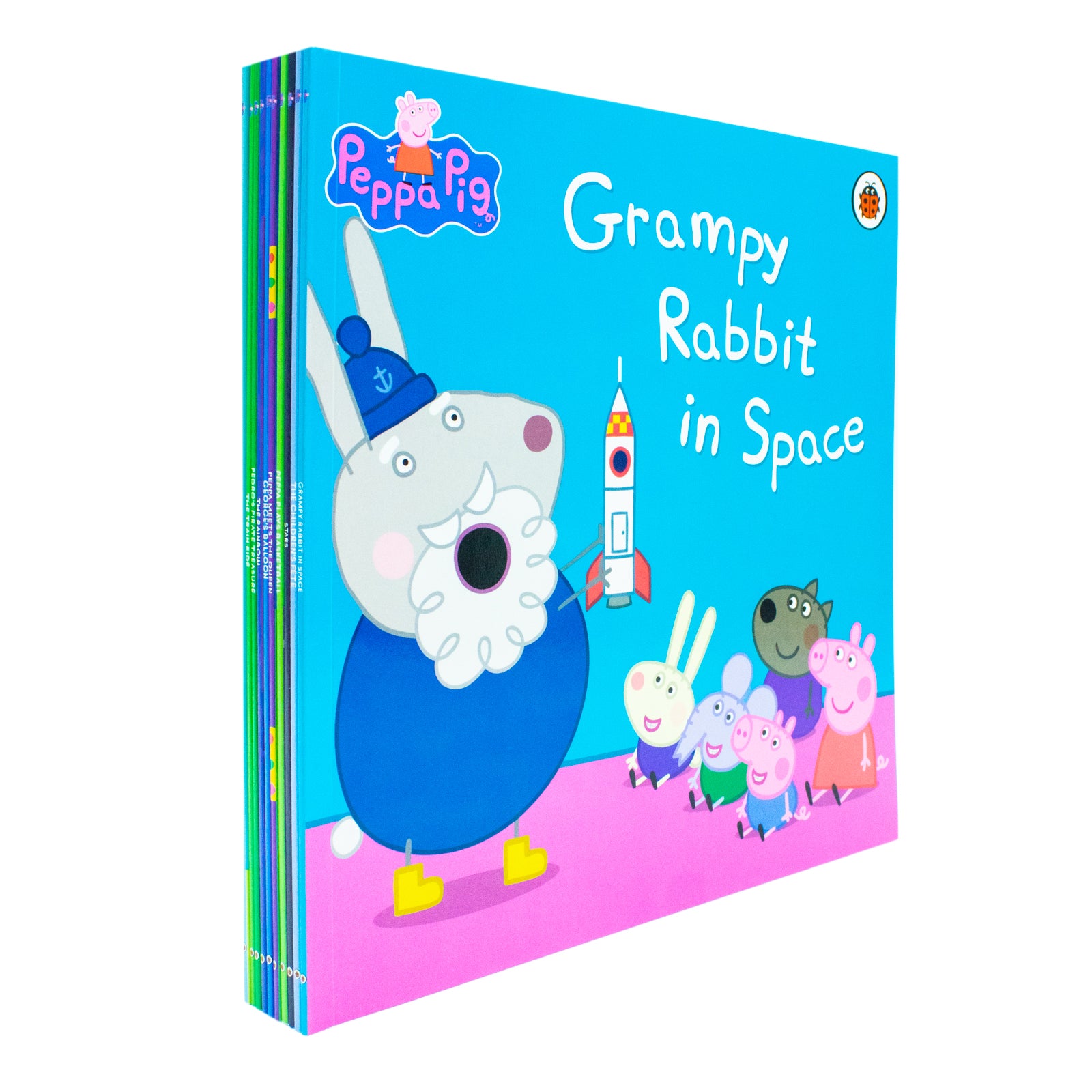 Peppa Pig Yellow Bag 10 Books Collection Set including CD (The Train Ride, Pedro’s Pirate Treasure, George and the Noisy Baby, The Rainbow, George’s Balloon, Peppa Meets the Queen & More) - Lets Buy Books