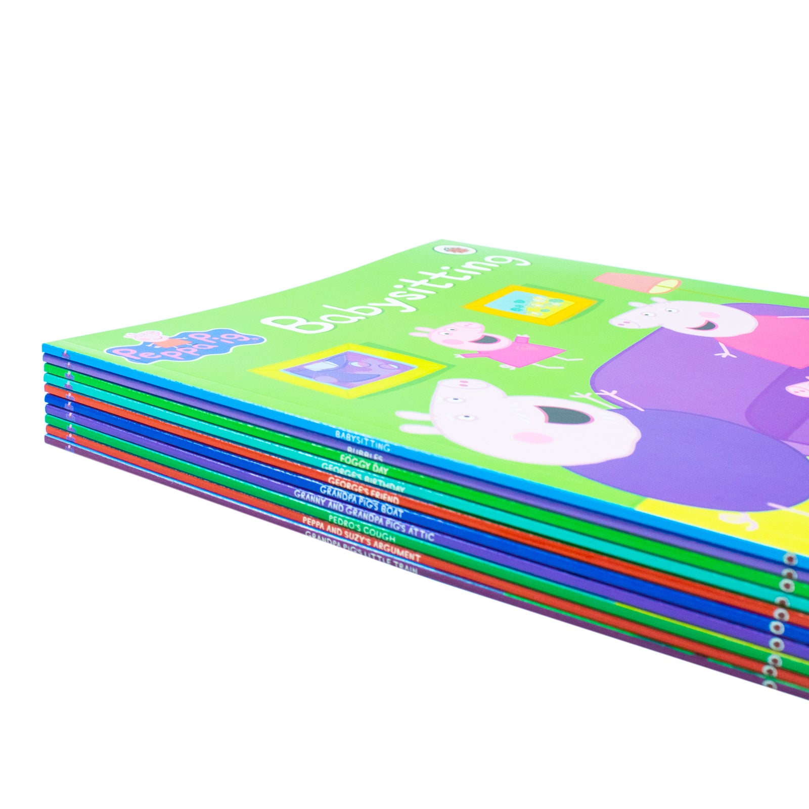 Peppa Pig Lime Bag 10 Books Collection Set including CD (Grandpa Pig’s Little Train,Peppa and Suzy’s Argument, Pedro’s Cough) - Lets Buy Books