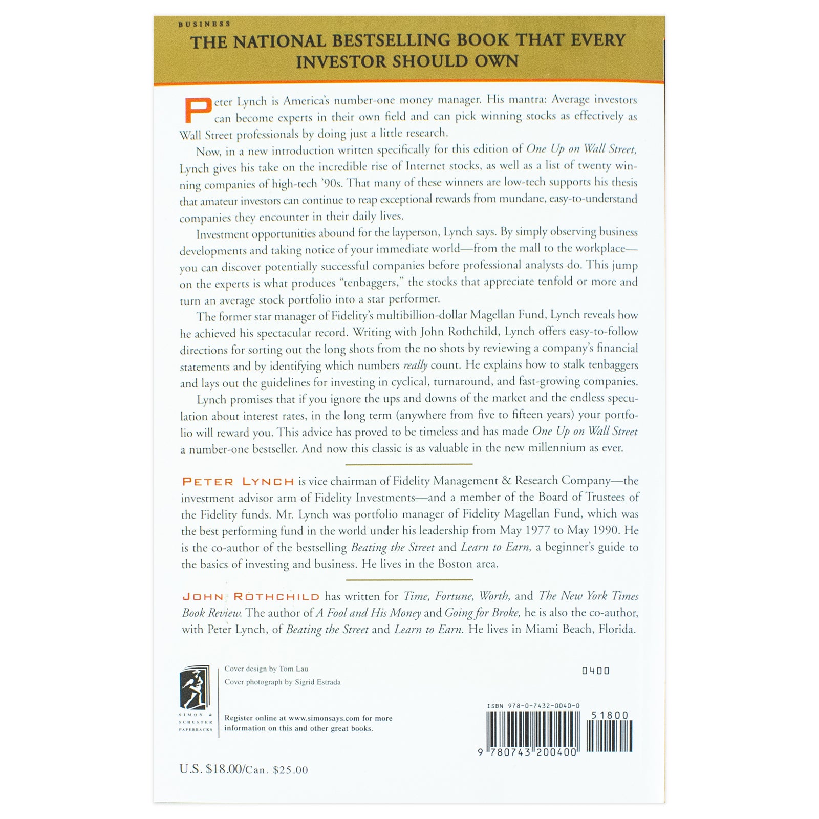 One Up On Wall Street How To Use What You Already Know To Make Money In The Market Peter Lynch Book - Lets Buy Books