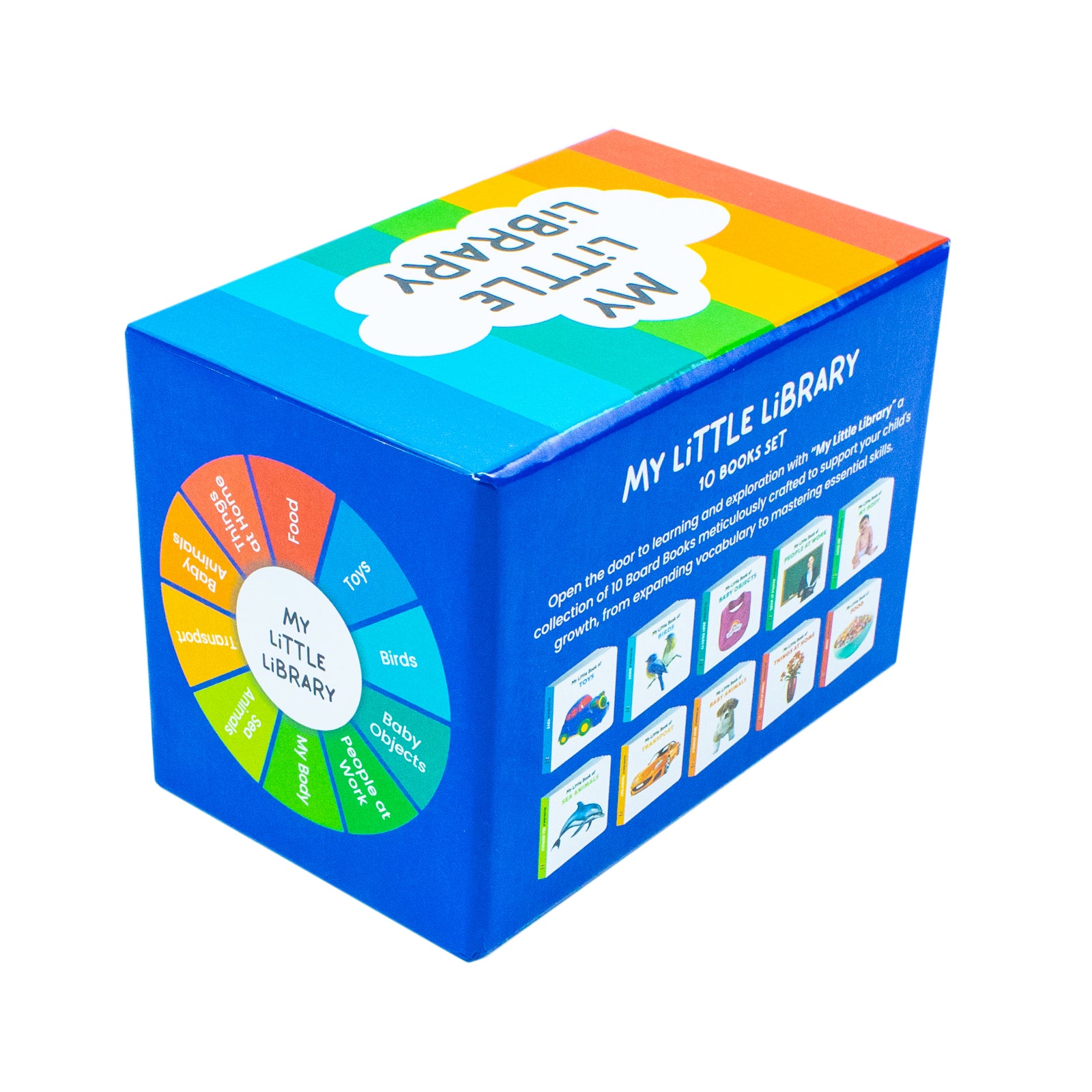 My First Little Library 10 Books Set Collection: (ABC, Shapes, Numbers, First Words, Opposites, Wild Animals, Fruits, Vegetables, Fram Animals, Colours) - Lets Buy Books