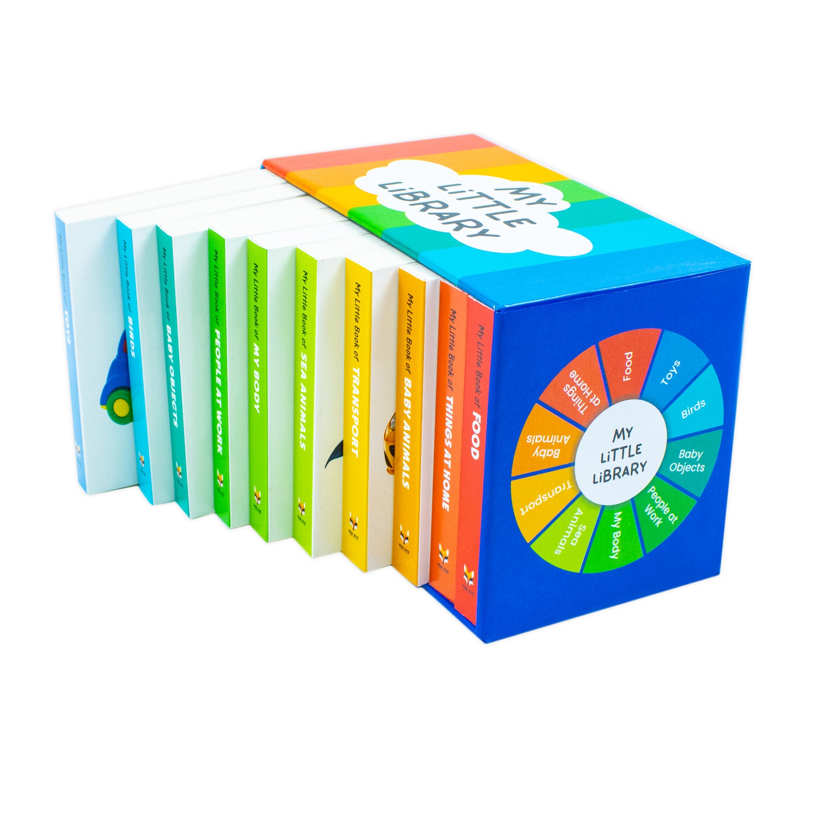 My First Little Library 10 Books Set Collection: (ABC, Shapes, Numbers, First Words, Opposites, Wild Animals, Fruits, Vegetables, Fram Animals, Colours) - Lets Buy Books