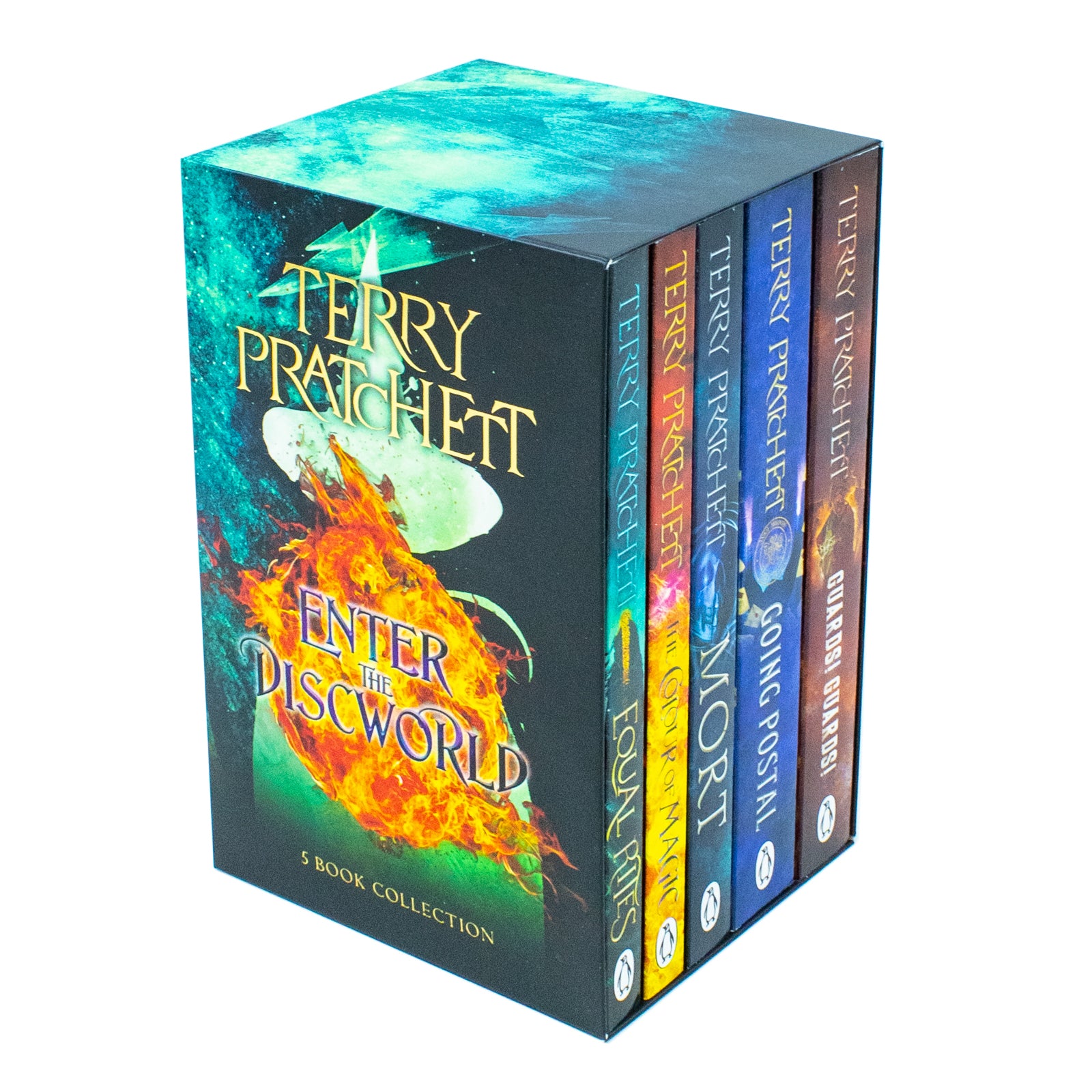 Terry Pratchett Discworld Novels Series 5 Books Collection Box Set (The Colour Of Magic, Equal Rites, Mort, Guards! Guards! & Going Postal) - Lets Buy Books