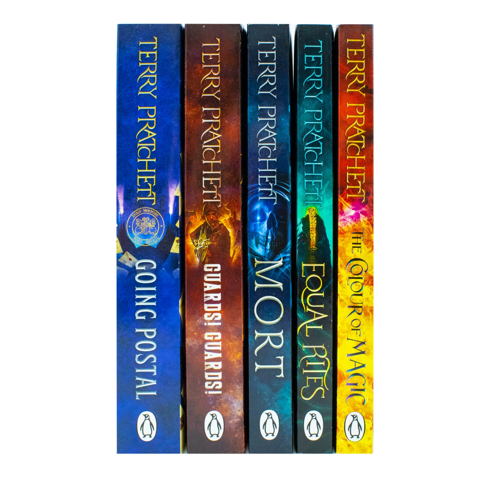 Terry Pratchett Discworld Novels Series 5 Books Collection Box Set (The Colour Of Magic, Equal Rites, Mort, Guards! Guards! & Going Postal) - Lets Buy Books
