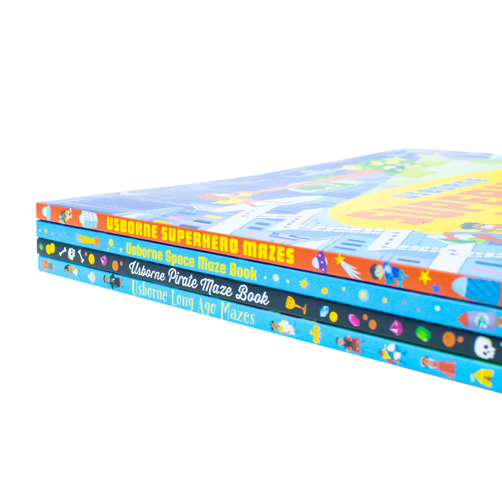 Usborne Maze Series 4 Books Collection Set (Superhero, Pirate, Long Ago, Space Maze) - Lets Buy Books