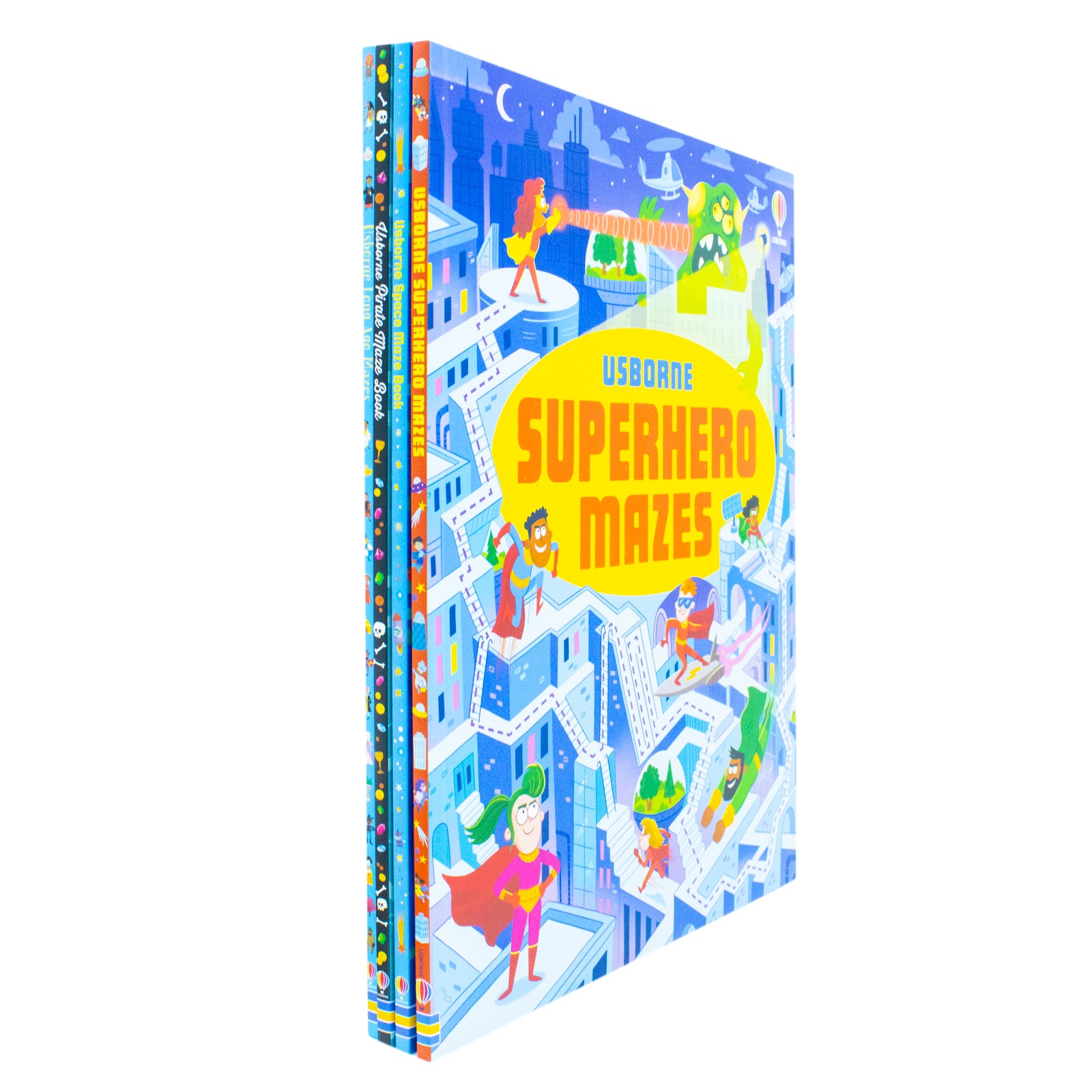 Usborne Maze Series 4 Books Collection Set (Superhero, Pirate, Long Ago, Space Maze) - Lets Buy Books