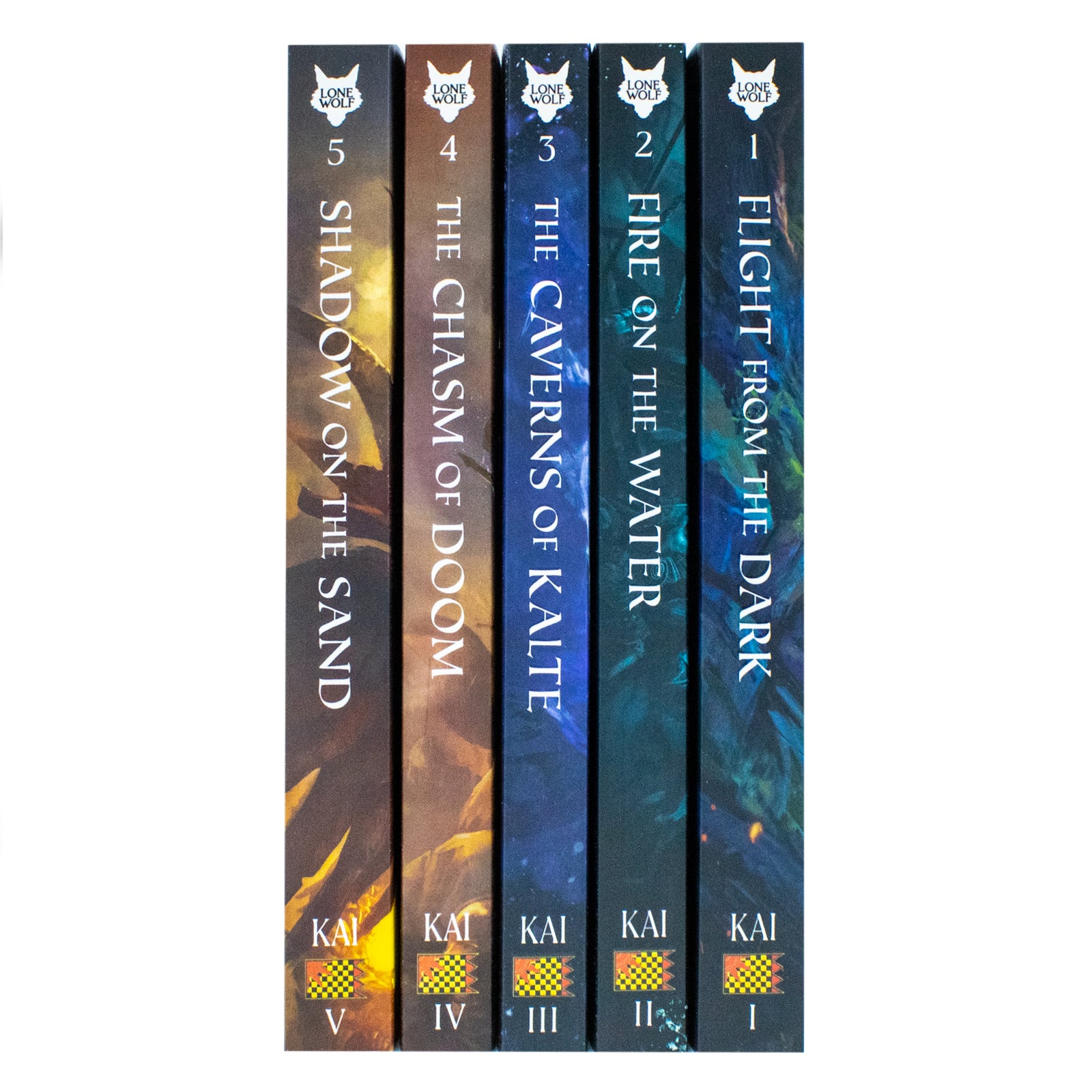Lone Wolf Series Books 1 - 5 Collection Set by Joe Dever (Flight from the Dark, Fire on the Water, Caverns of Kalte, Chasm of Doom & Shadow on the Sand) - Lets Buy Books