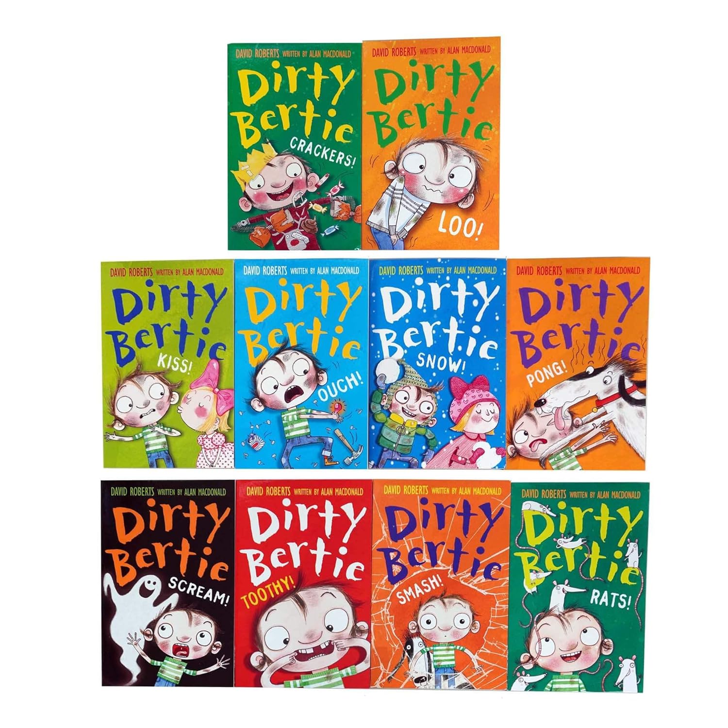 Dirty Bertie Series 2 David Roberts 10 Books Collection Set TOOTHY, RATS, SMASH, KISS - Lets Buy Books