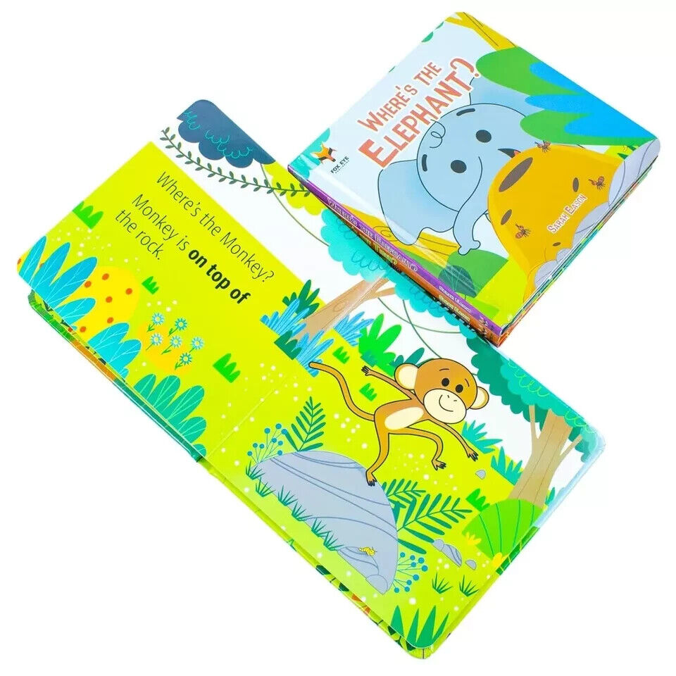 Where's the Monkey? and friends 4 Board Books Collection Set Elephant, Tiger, Zebra, Where's the monkey - Lets Buy Books