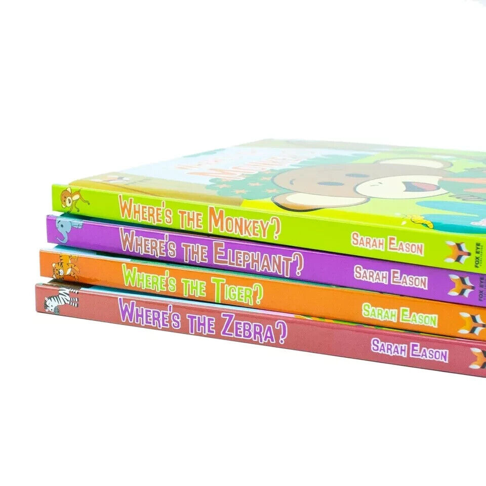 Where's the Monkey? and friends 4 Board Books Collection Set Elephant, Tiger, Zebra, Where's the monkey - Lets Buy Books