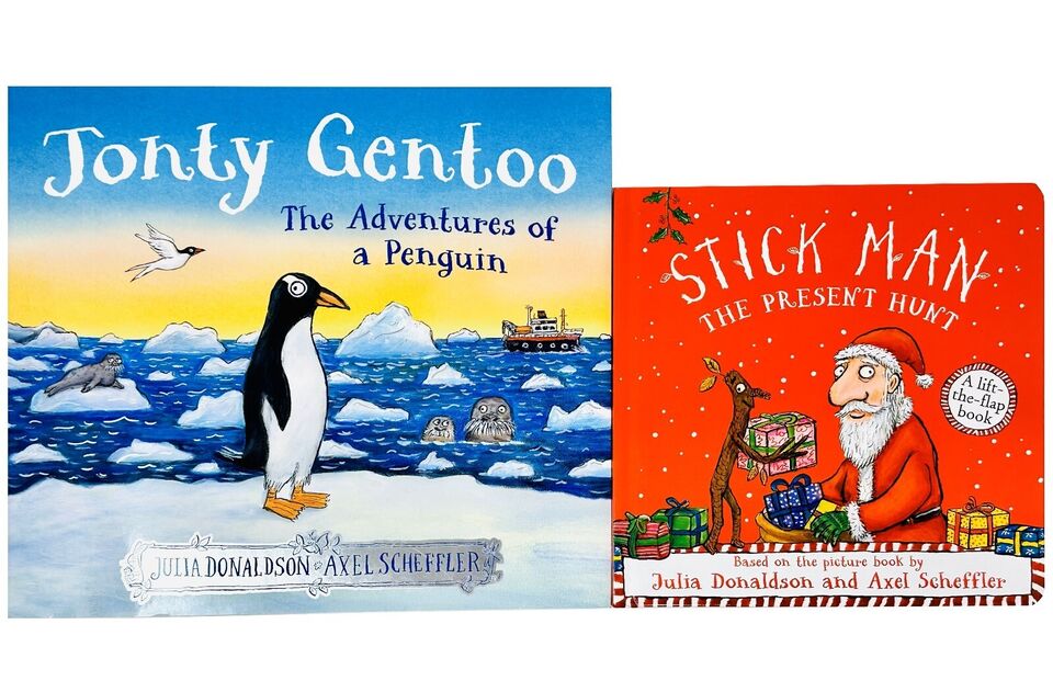 Julia Donaldson Collection 2 Books Set Stick Man Present Hunt, Jonty Gentoo - Lets Buy Books