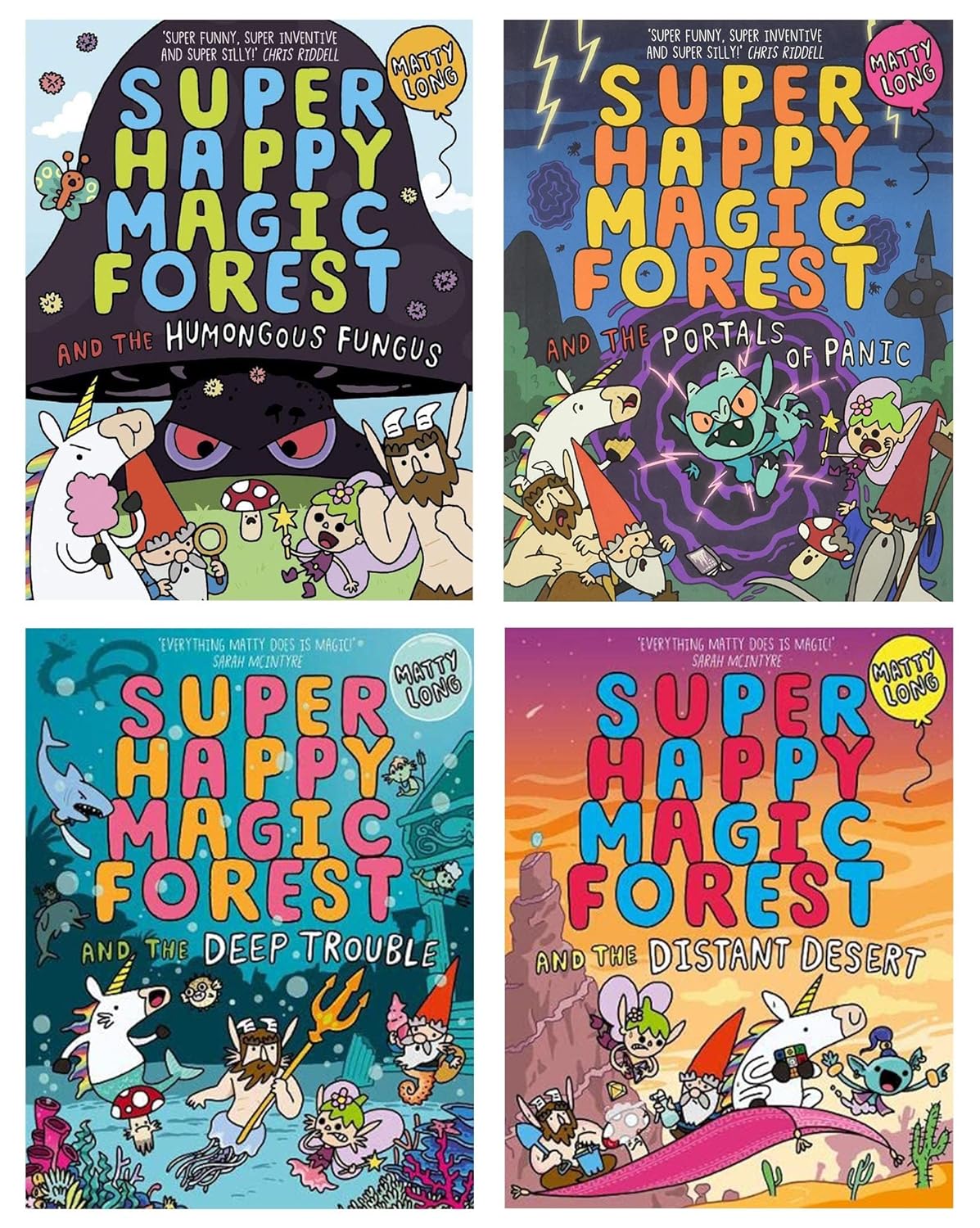 Super Happy Magic Forest Series by Matty Long 4 Books Collection Set Humongous Fungus, Portals Of Panic - Lets Buy Books