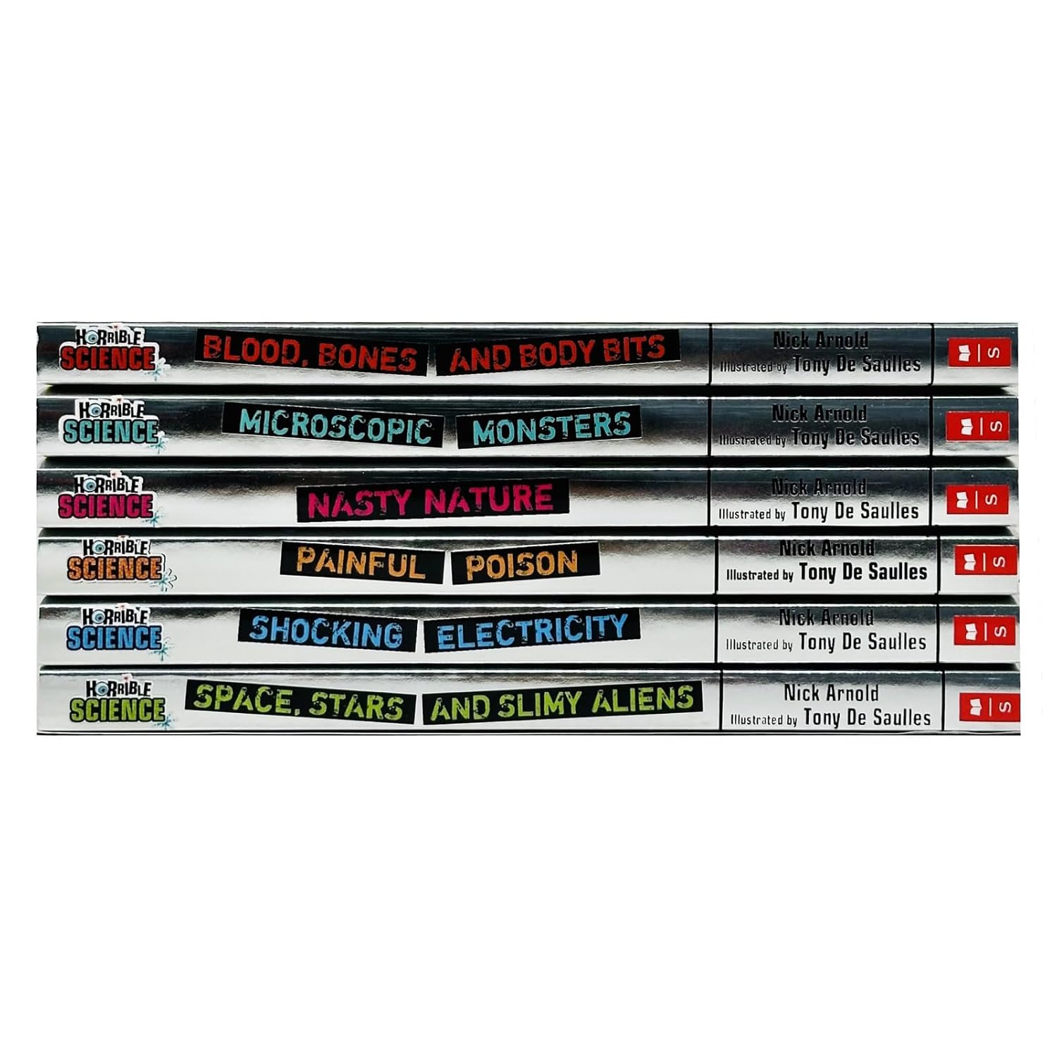 Horrible Science 6 Books Collection Set By Nick Arnold Blood, Bones and Body Bits, Nasty Nature - Lets Buy Books