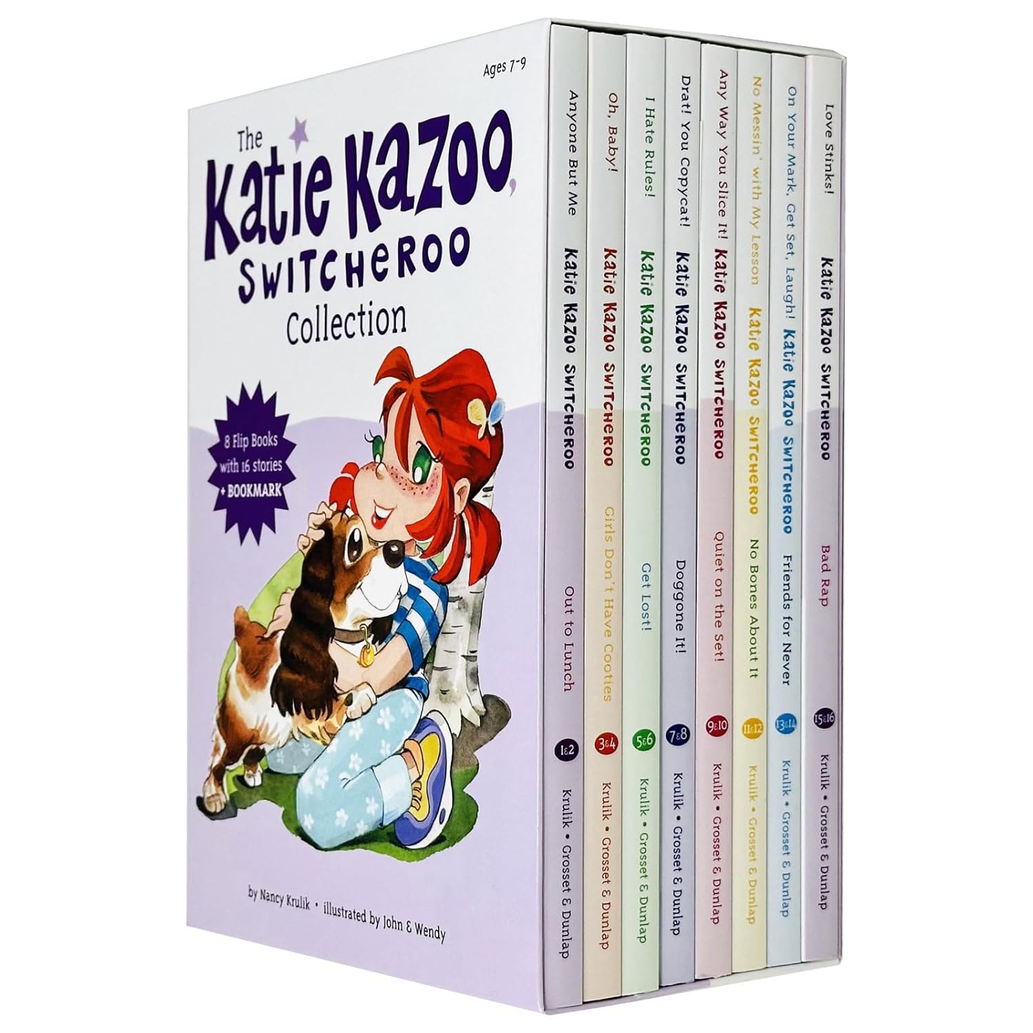 The Katie Kazoo Switcheroo 8 Flips Books With 16 Stories Collection Box Set (Anyone But Me/Out to Lunch, Oh, Baby/Girls Don't Have Cooties, I Hate Rules/Get Lost & More) - Lets Buy Books