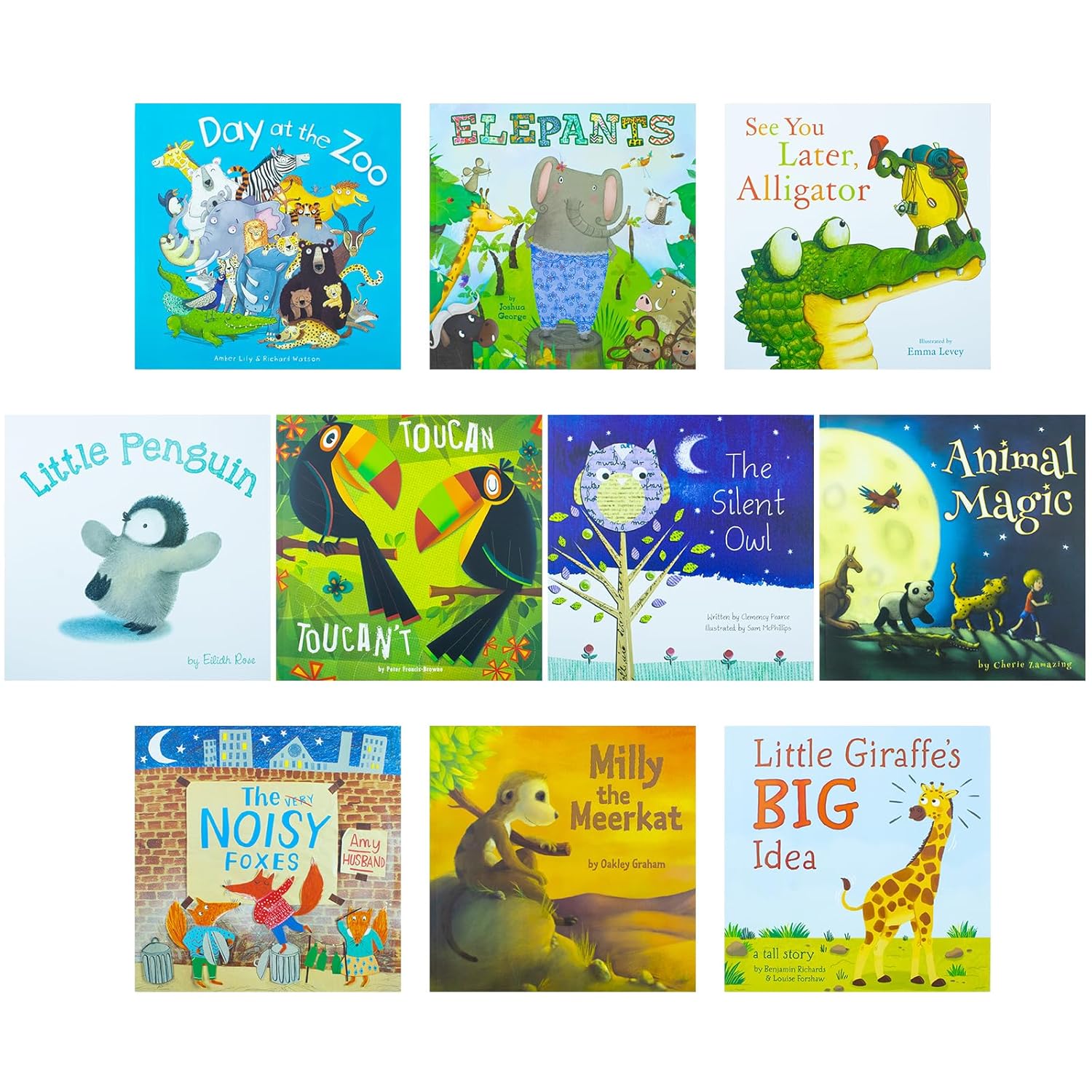 A Day at the Zoo 10 Animal Stories Illustrated Picture Flats Book Collection Animal Magic, Little Giraffe Big Idea, Little Penguin - Lets Buy Books